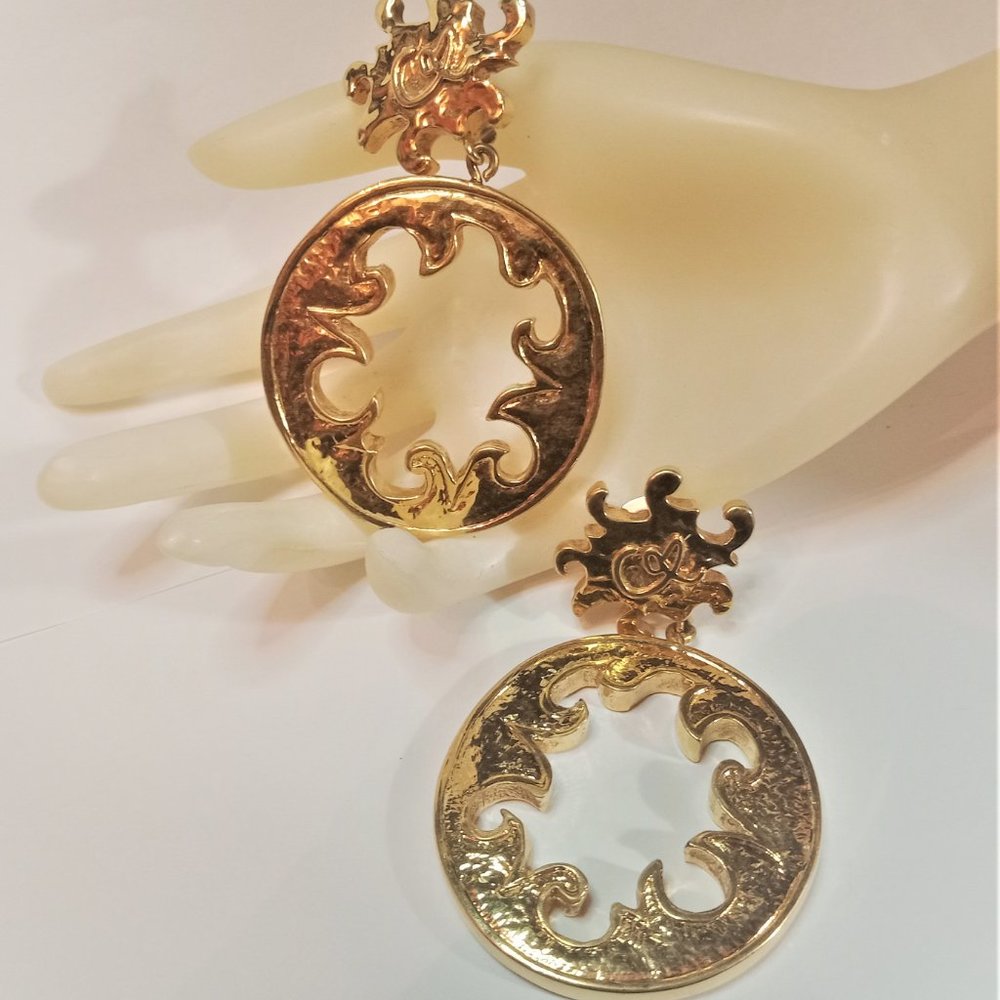 Vintage Christian Lacroix Cut Out Sun Earrings